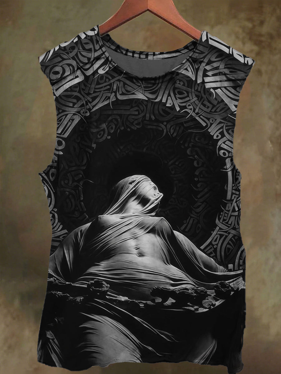 Unisex Rune Gothic Dark Girl Print Casual Cotton Tank Top