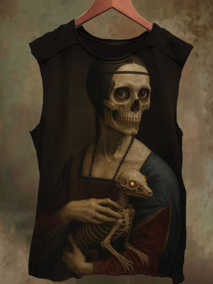 Unisex Skull Pet Machine Pet Printed Casual Cotton Tank Top