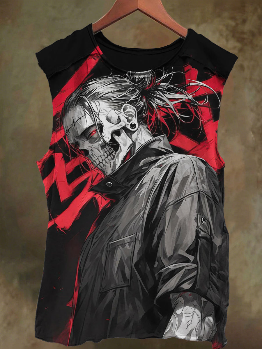 Unisex Skull Scars Teen Print Casual Cotton Tank Top