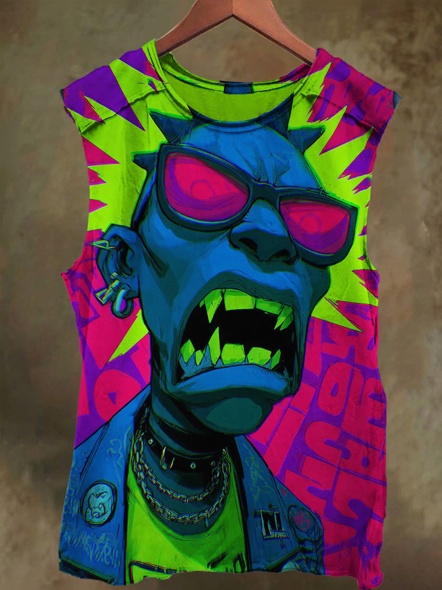 Unisex Rock Scream Graffiti Youth Printed Cotton Tank Top