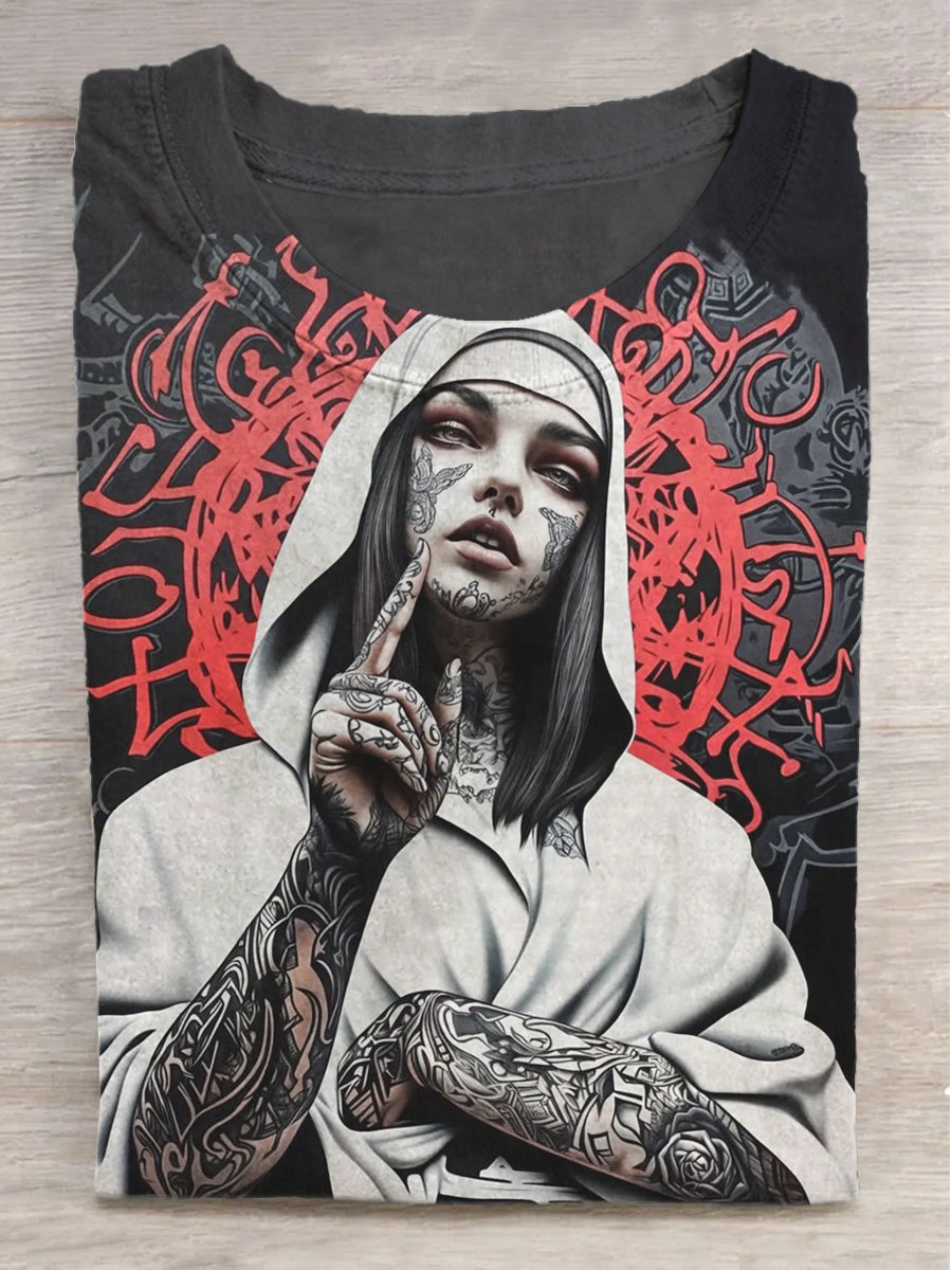 Sisters of the Runes Printed Round Neck Short Sleeve T-Shirt