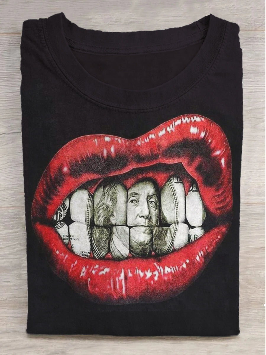 Surprise Scream Skull Print Round Neck Short Sleeve T-Shirt