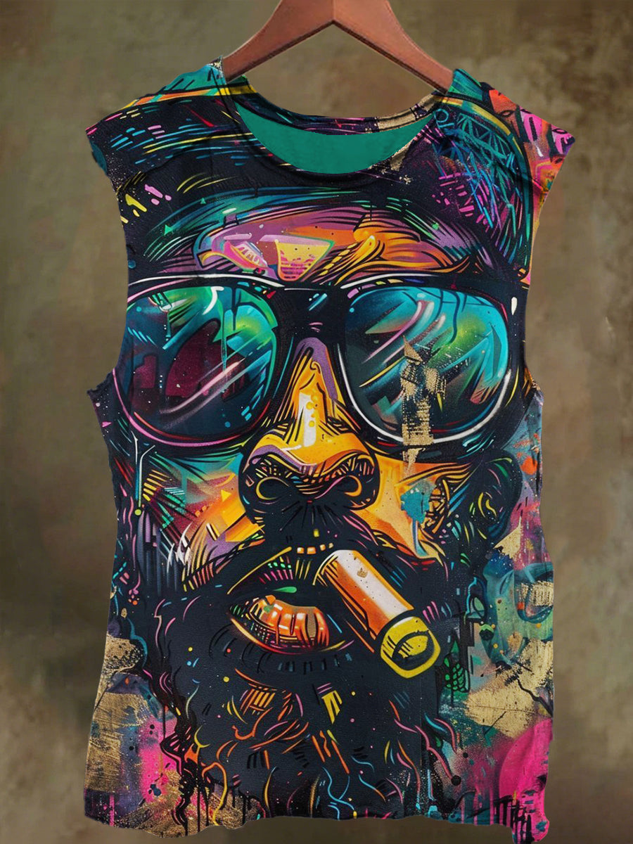 Unisex Sunglasses African Graffiti Print Casual Cotton Tank Top