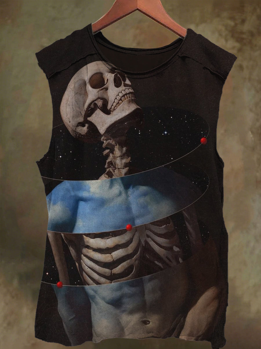 Unisex Star Illusion Skull Print Casual Cotton Tank Top