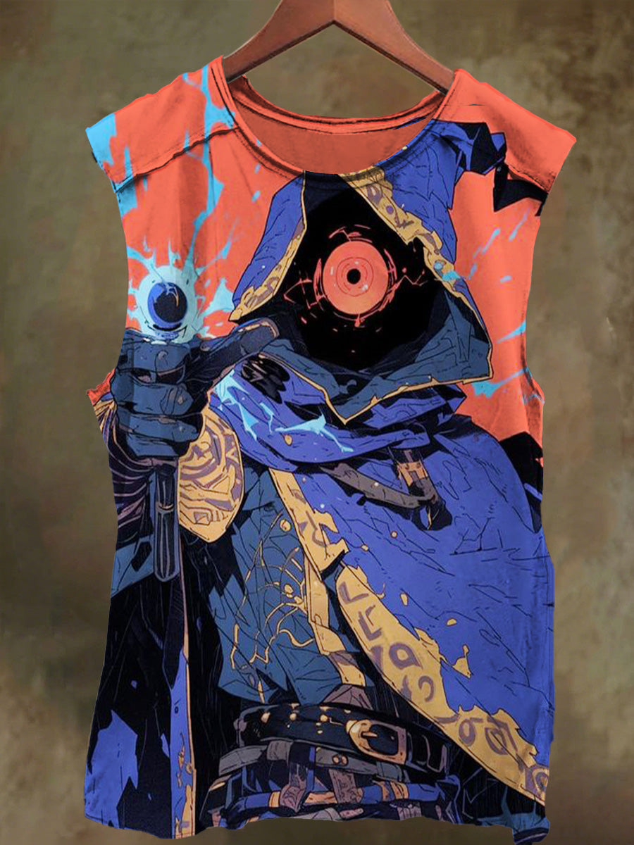 Unisex Hat Pistol Wizard Graffiti Print Casual Cotton Tank Top