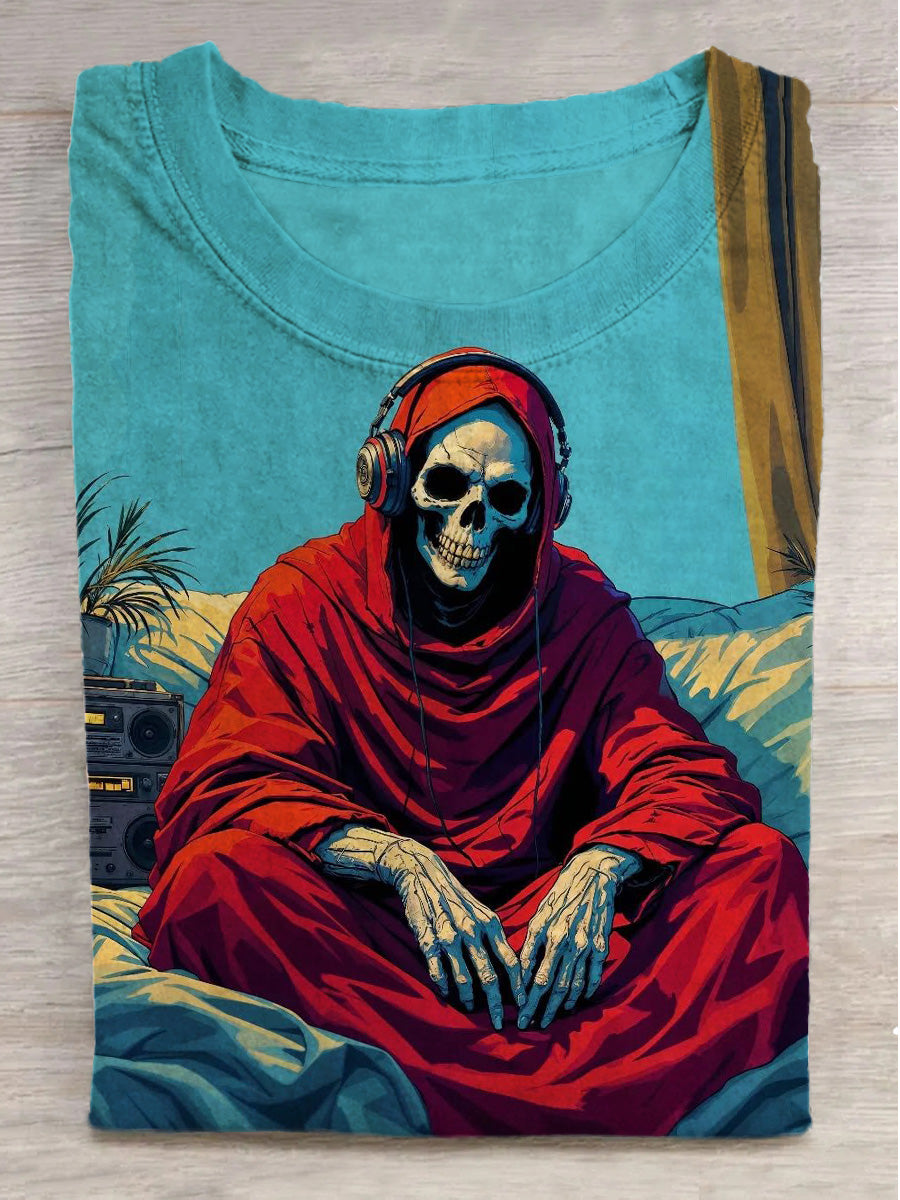 Afternoon of the Rock Skulls Printed Casual Short Sleeve T-Shirt