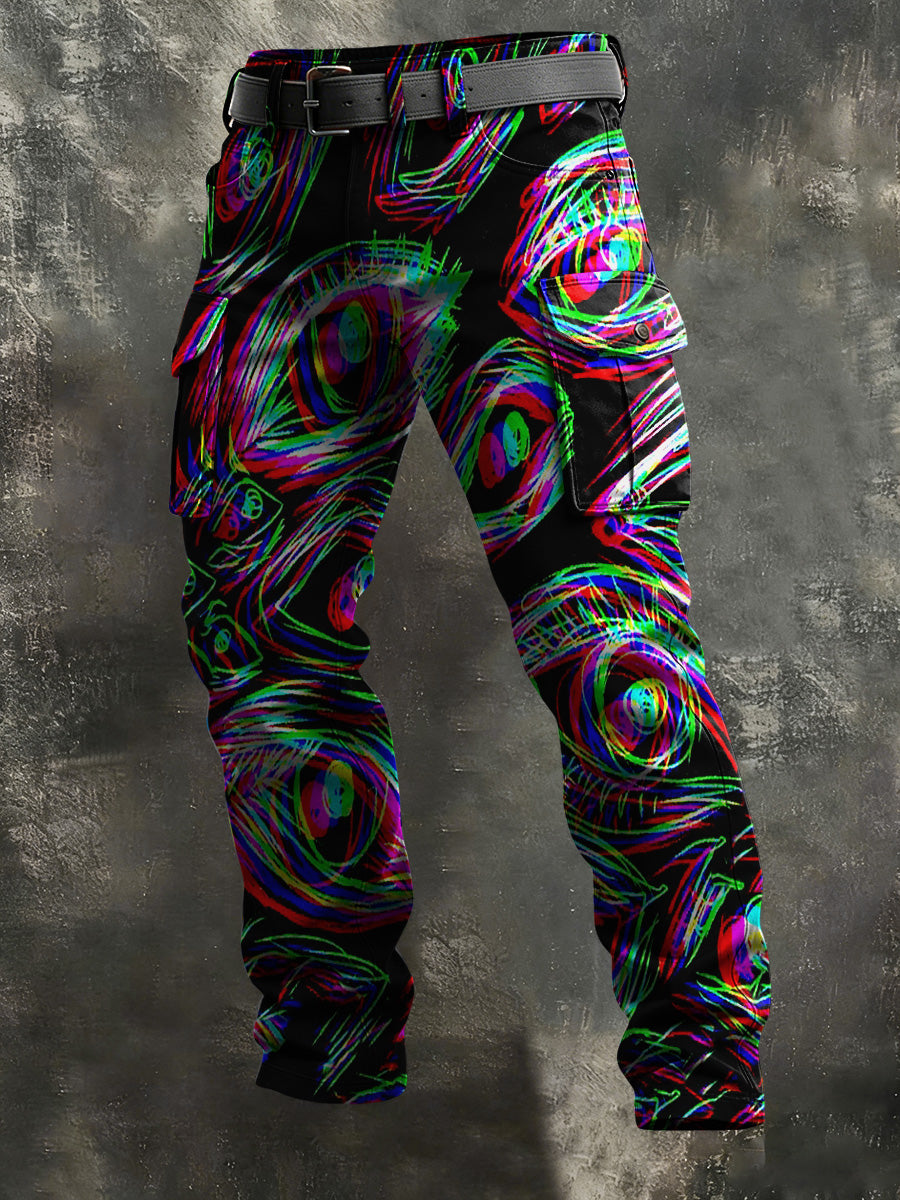 Men's Shadow Horror Eye Print Casual Pants