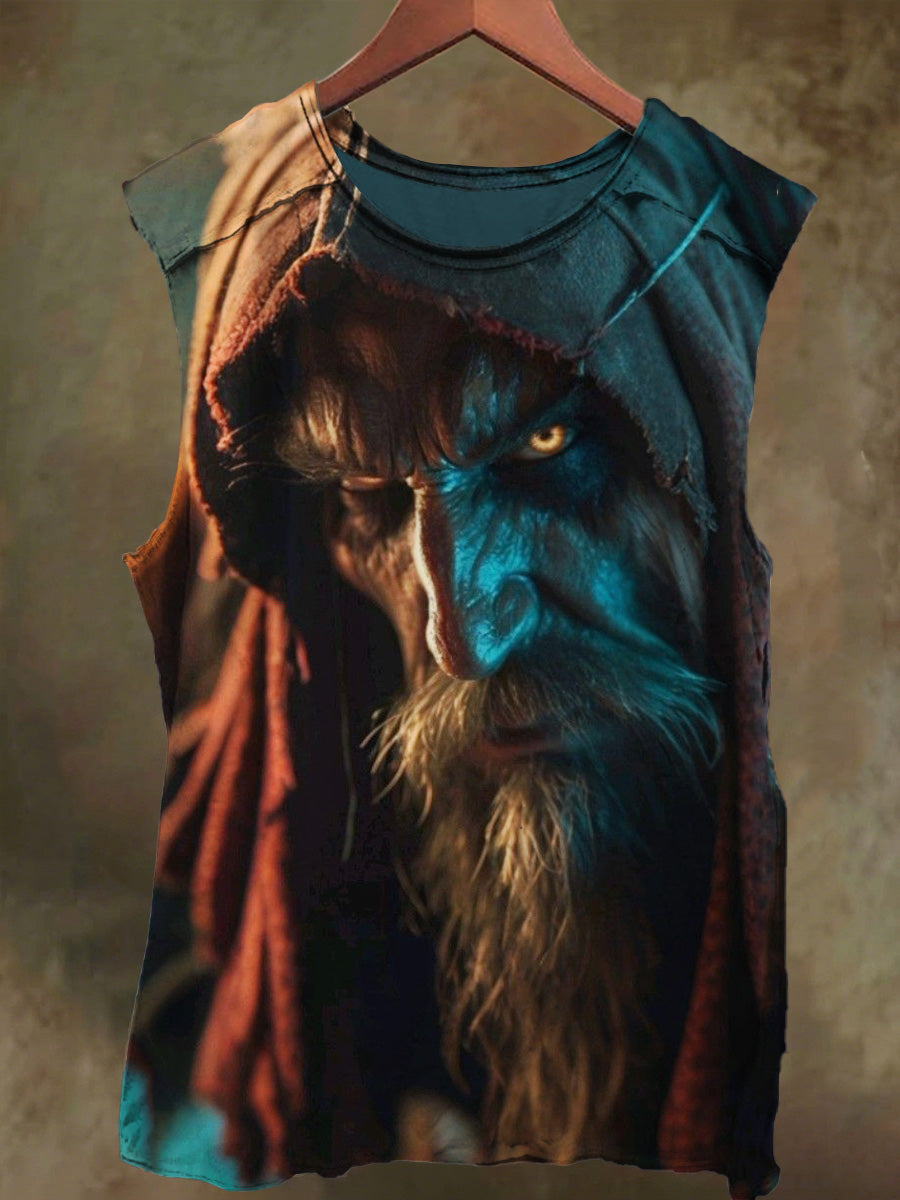 Unisex Wizard Print Casual Cotton Tank Top