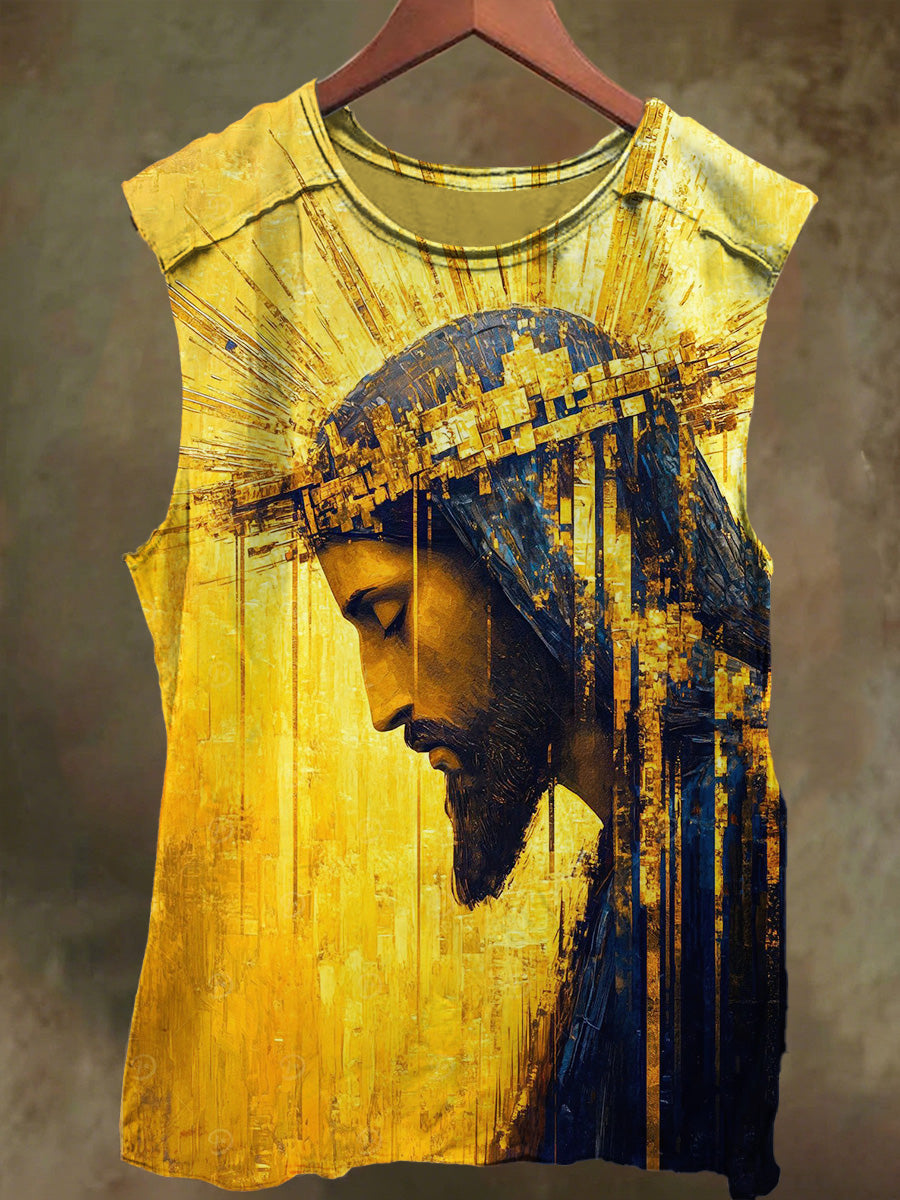 Unisex Jesus Prayer Faith Print Casual Cotton Tank Top