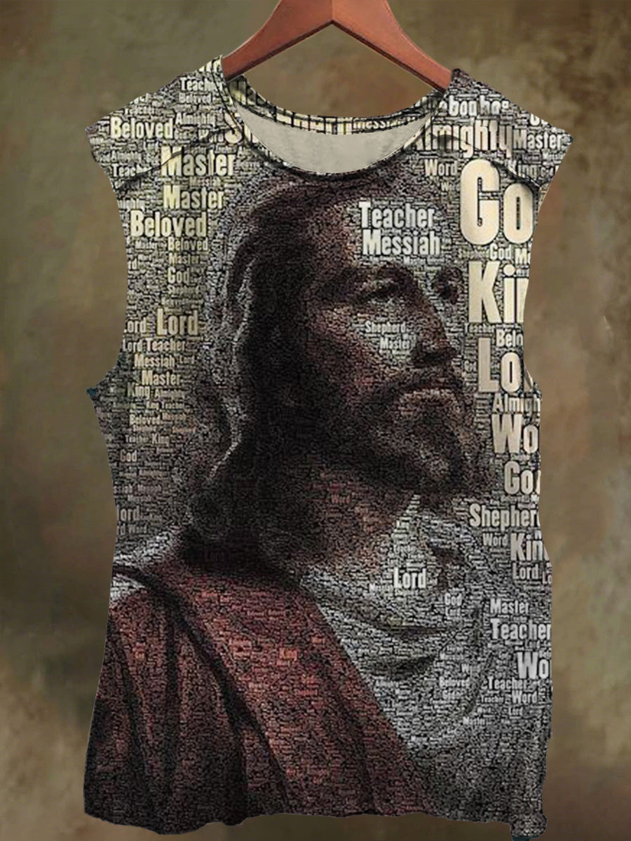Unisex Letter Combination Jesus Print Casual Cotton Tank Top