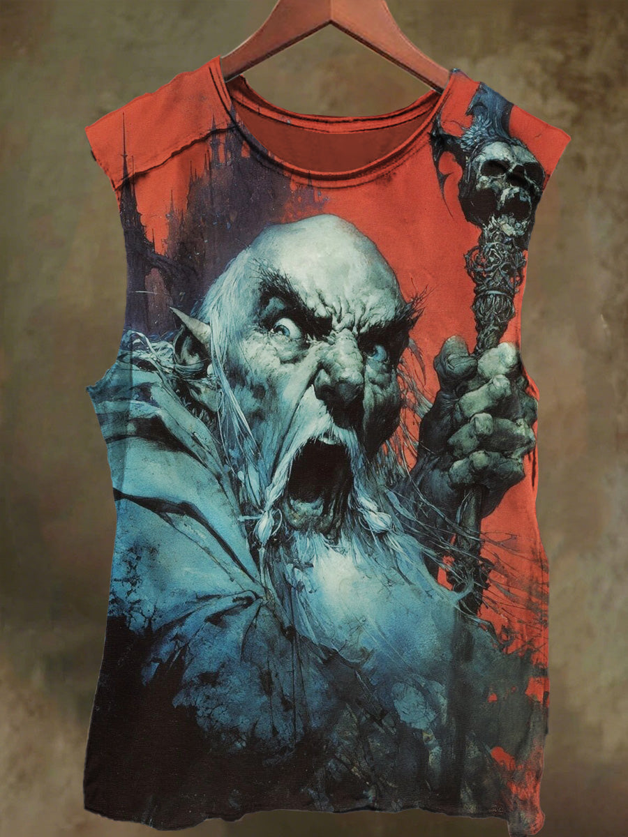 Unisex Staff Wizard Print Casual Cotton Tank Top