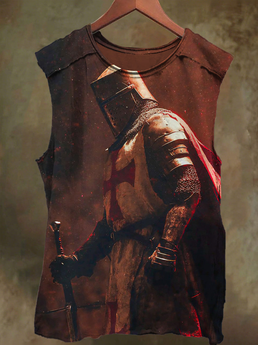 Unisex Crusader Print Casual Cotton Tank Top