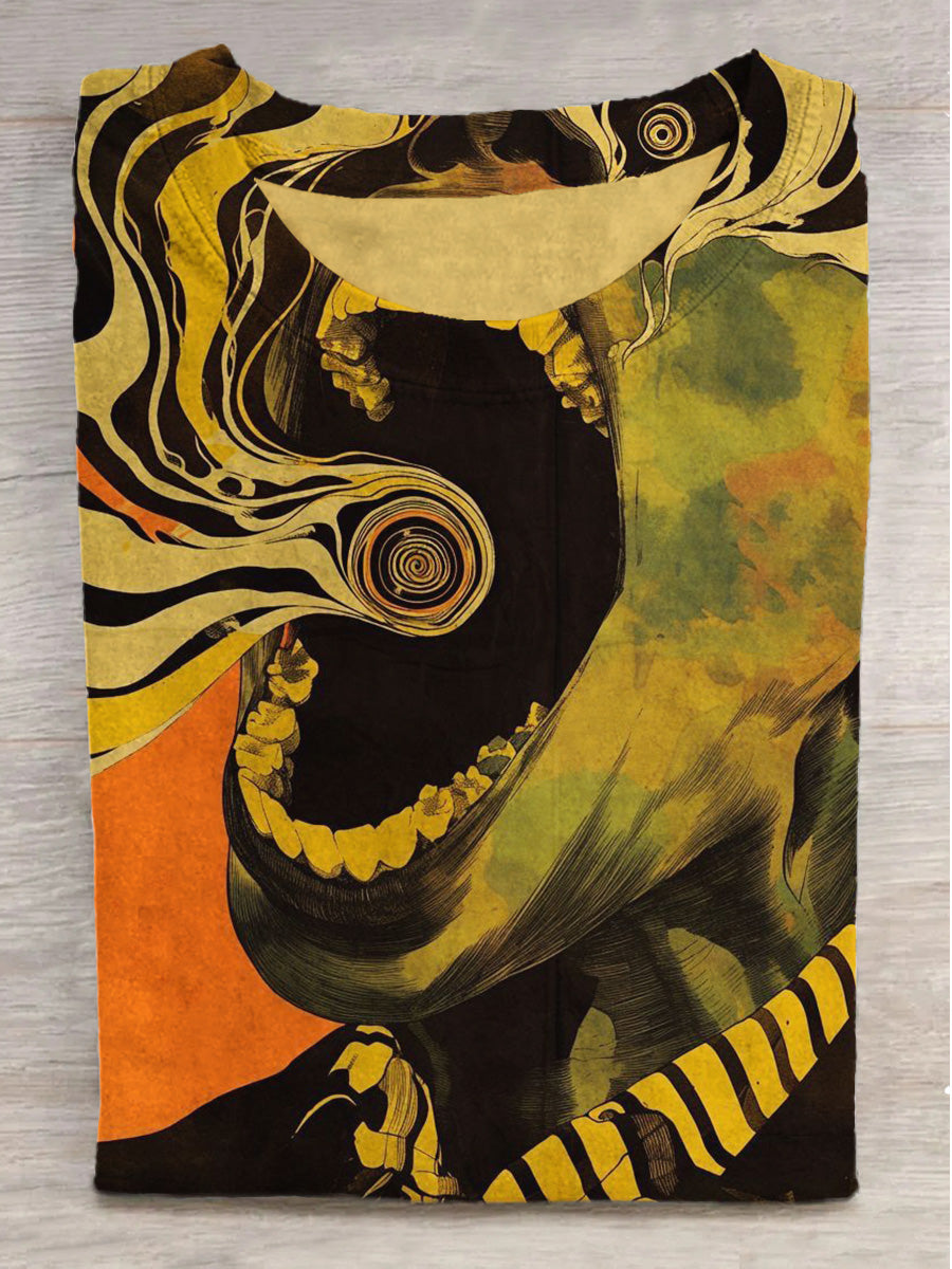 Dreamy Scream Print Crew Neck Short Sleeve T-Shirt