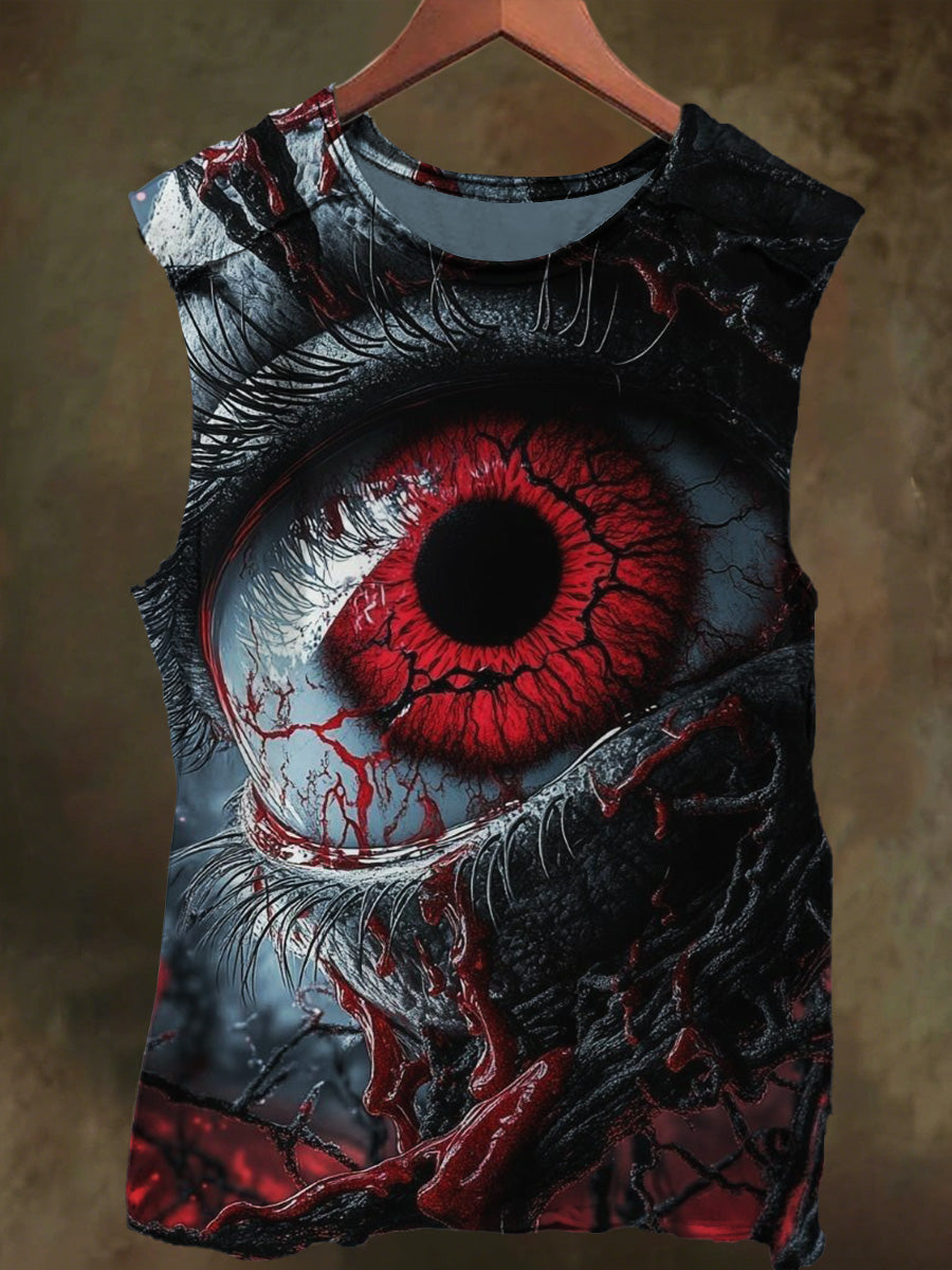 Unisex Devil's Eye Print Casual Cotton Tank Top