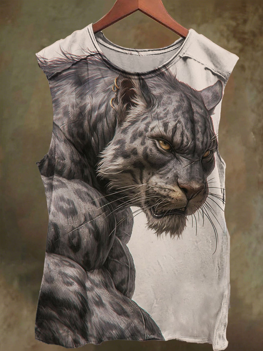 Unisex Muscle-Print Leopard Casual Cotton Tank Top