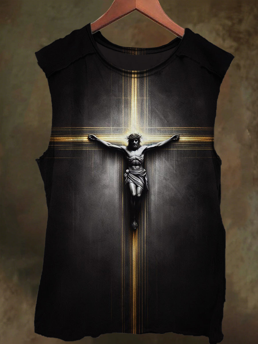 Unisex Cross Jesus Print Casual Cotton Tank Top