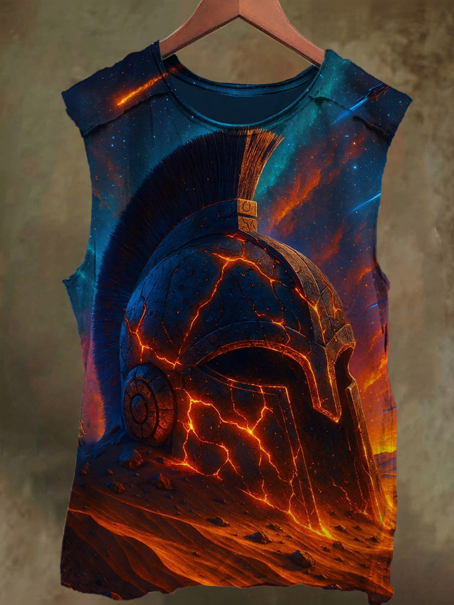 Unisex Warrior Helmet Print Casual Cotton Tank Top