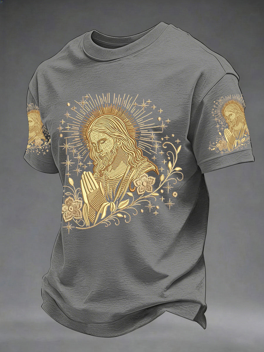 Men's Jesus Print Casual T-Shirt