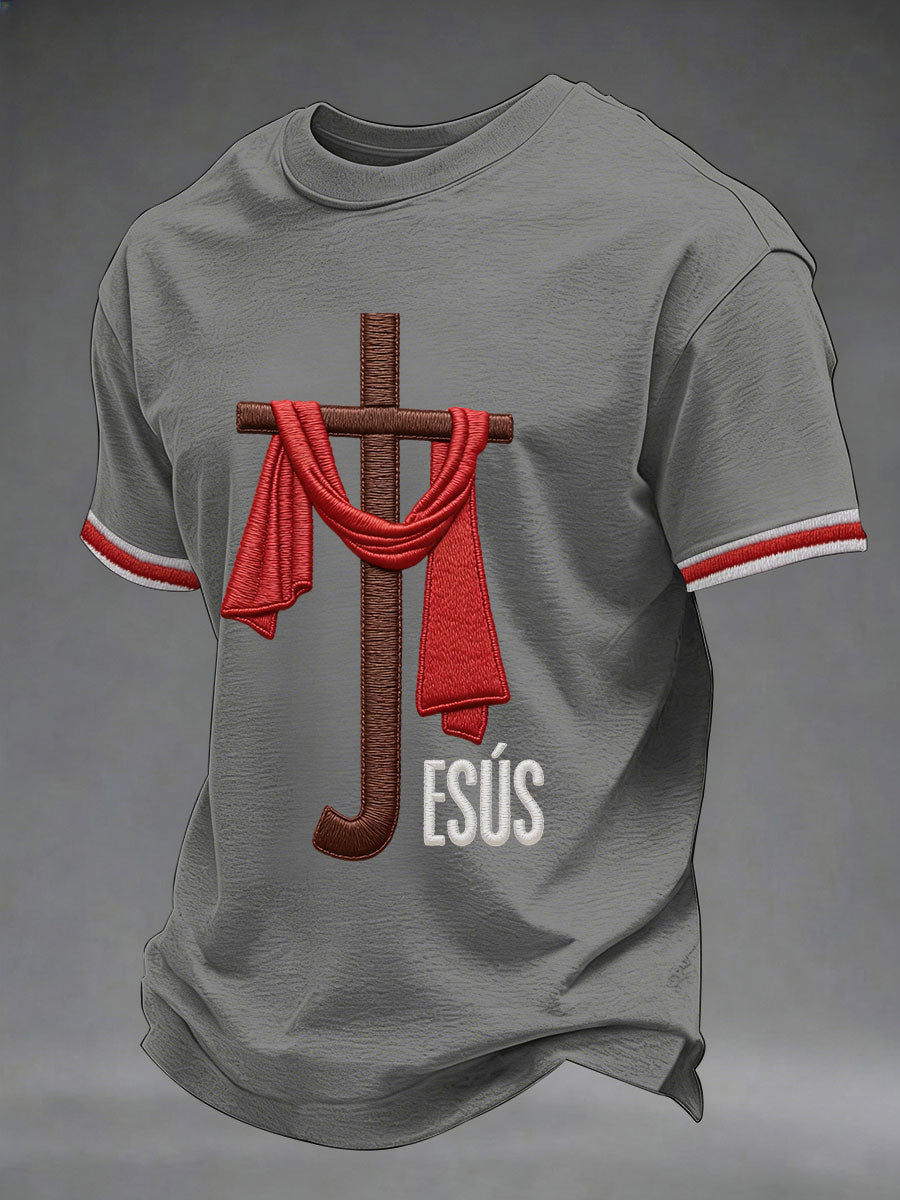 Men's Jesus Print Casual T-Shirt