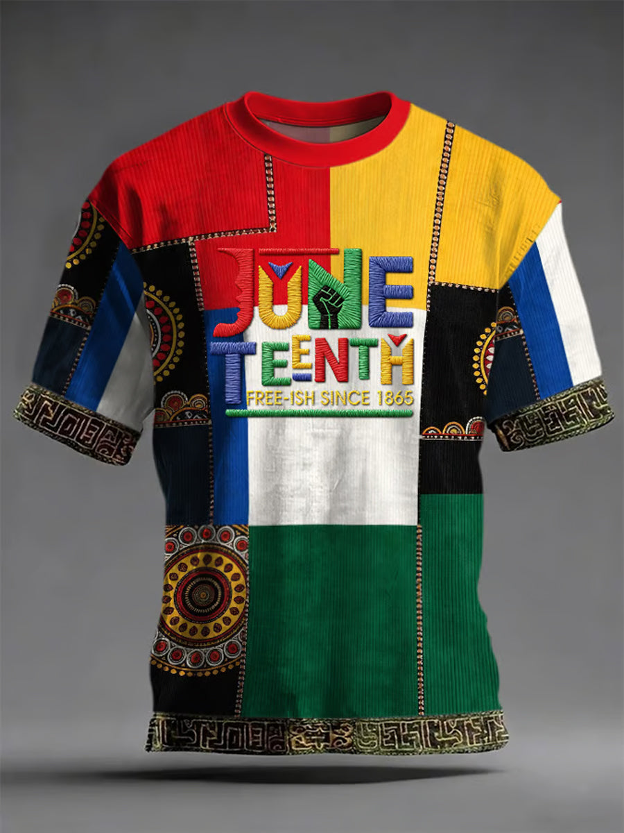 Men's Juneteenth Design Printed T-shirt