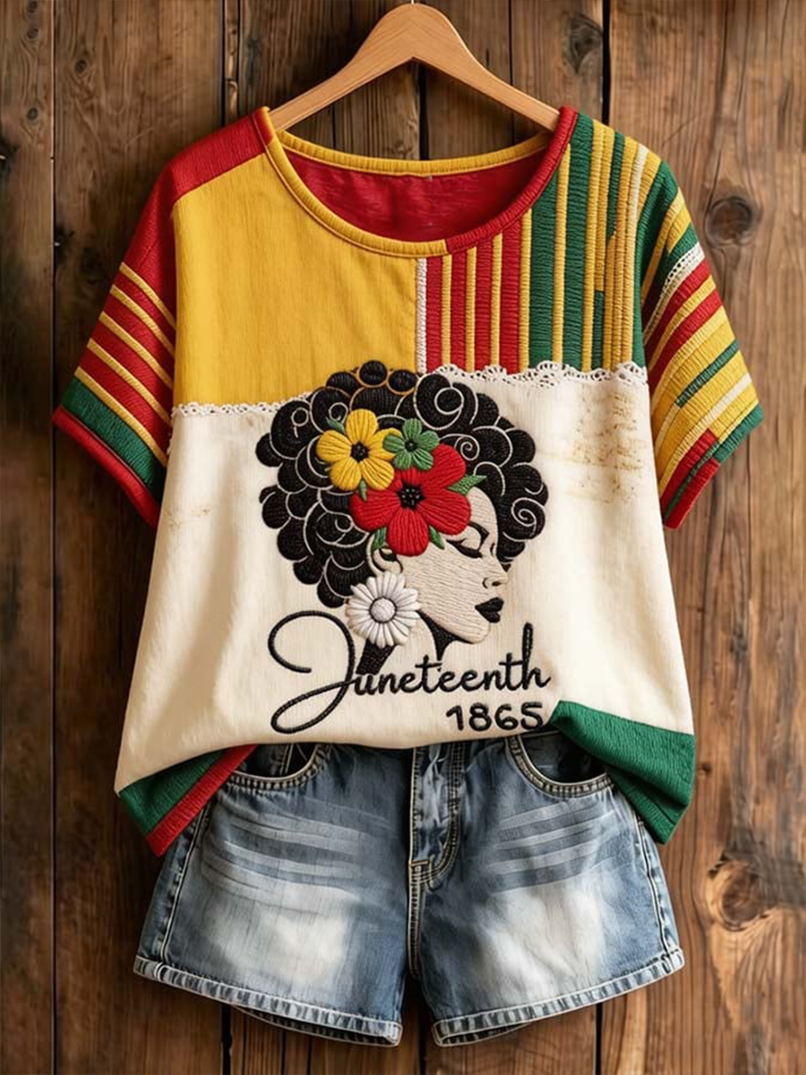 Women's Juneteenth 1865 Linen Short-sleeved T-shirt