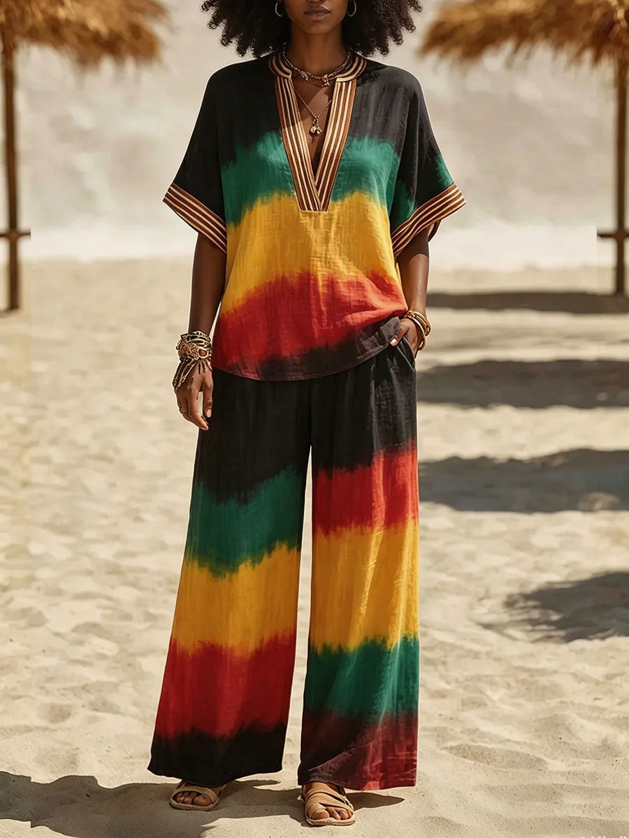 Women's Black Pride Juneteeth Art Printed Linen Sets