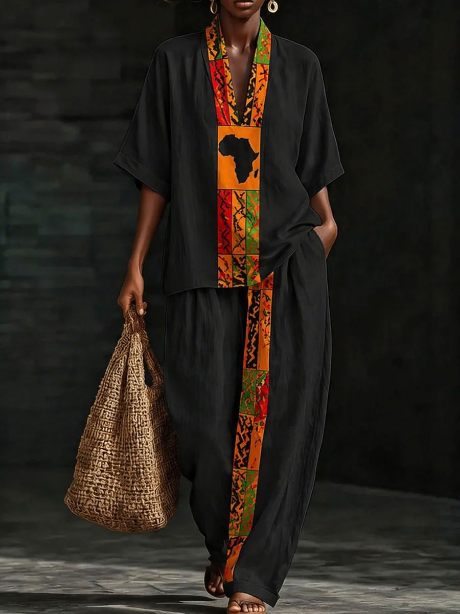 Women's Black Pride Juneteeth Art Printed Linen Sets