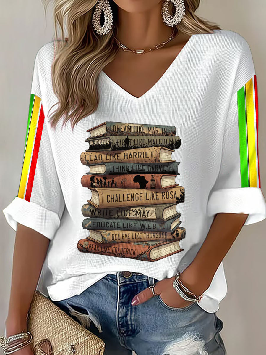 Women's Black History Honoring The Past Printed Waffle Tops