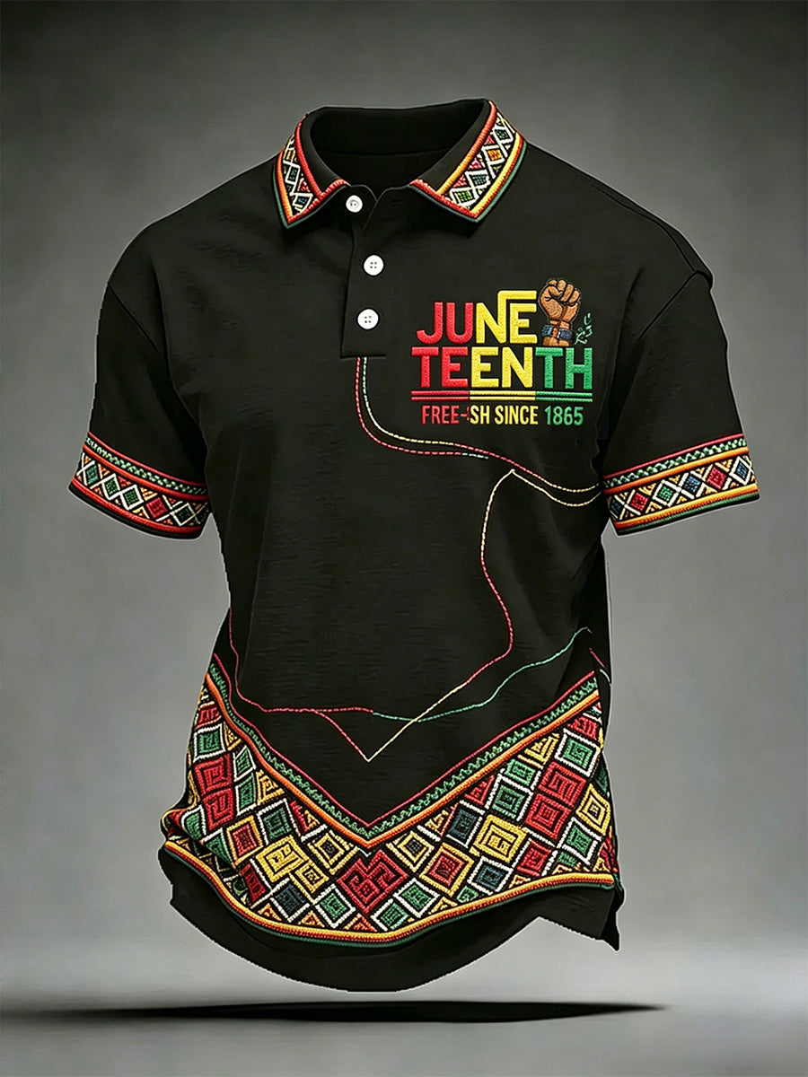 Men's Juneteenth Print Casual Polo