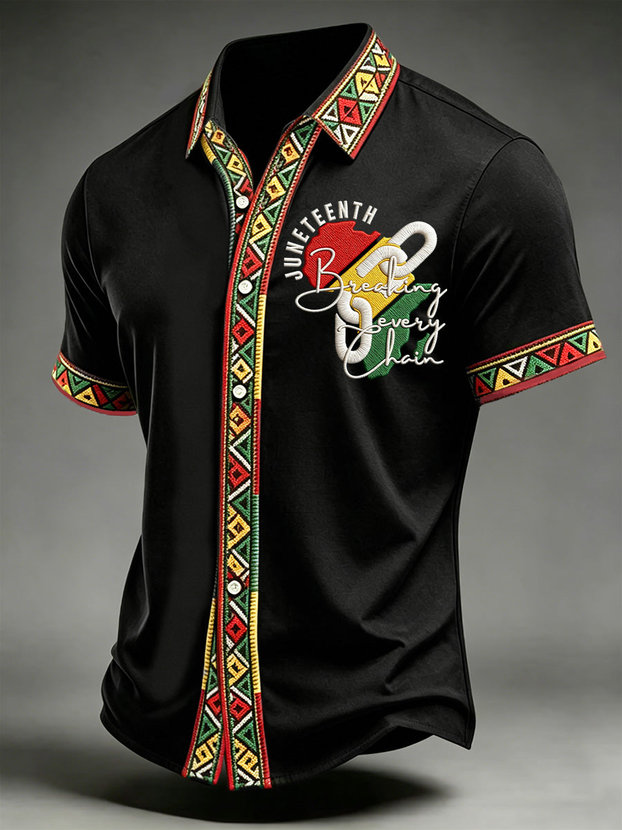 Men's Juneteenth Breaking Every Chain Print Casual Shirt