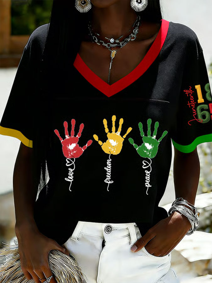 Women's Love Freedom Peace V-neck T-shirt