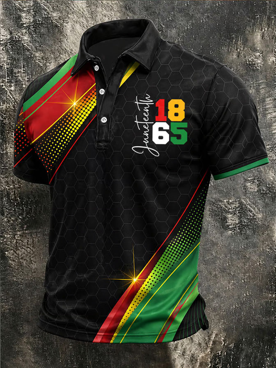 Men's Juneteenth Print Casual Polo
