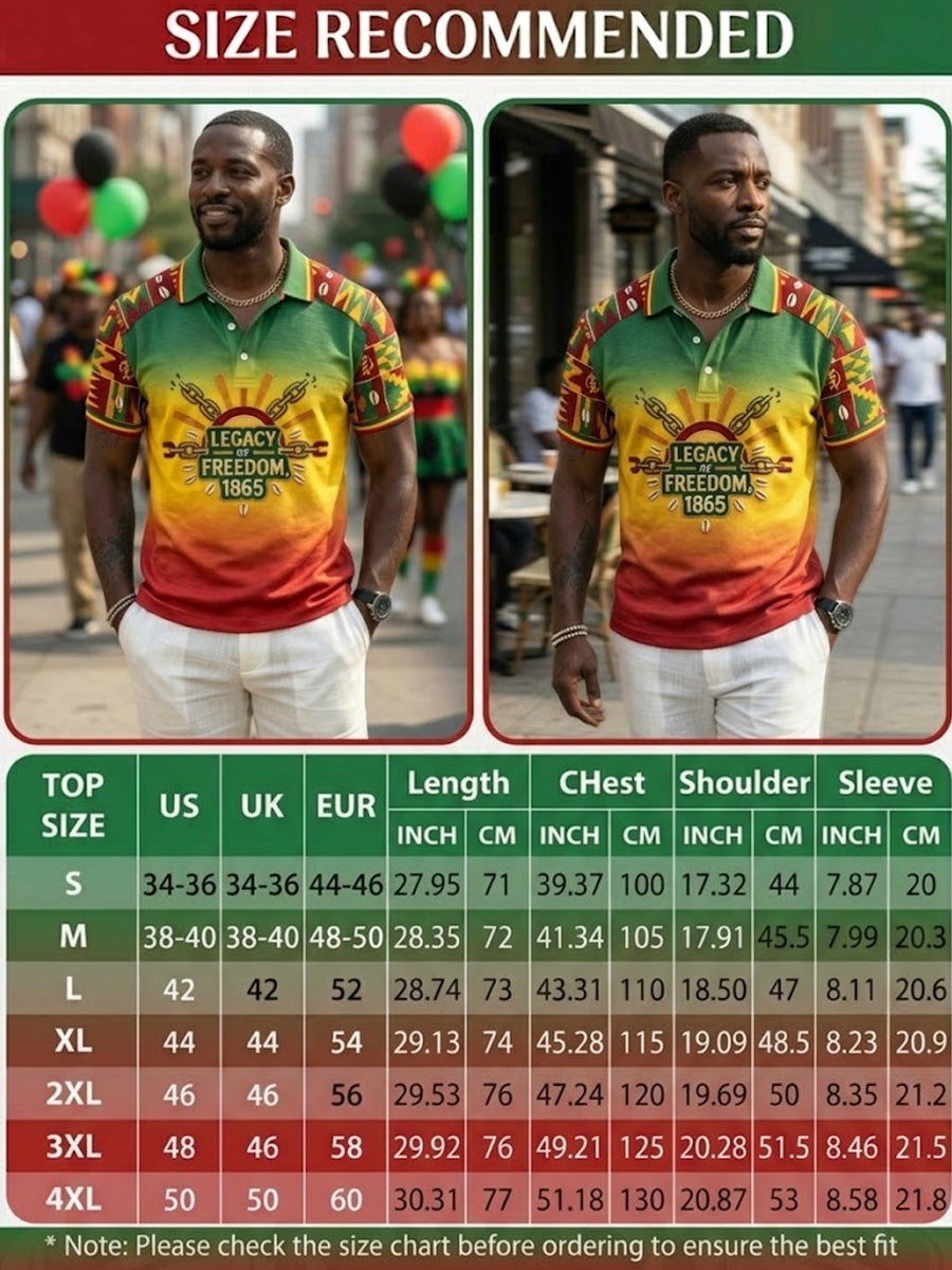 Men's Juneteenth Freedom Gradient-Paneled Casual Polo