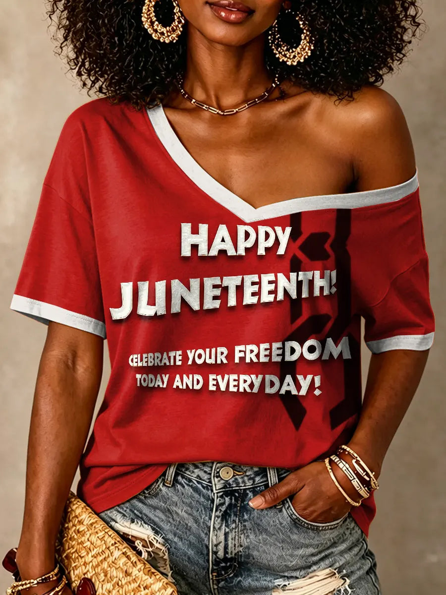 Women's Juneteenth Print Short Sleeve T-shirt