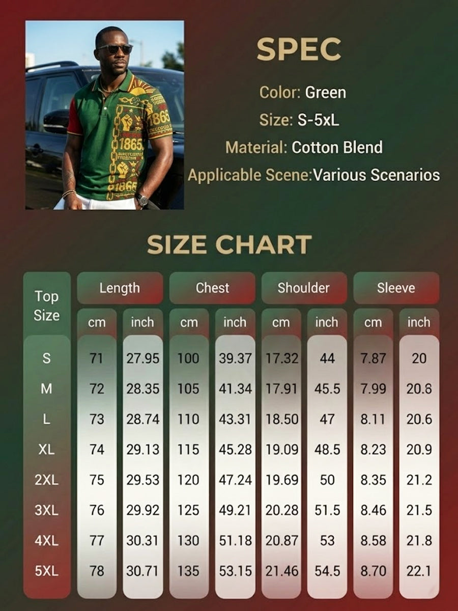 Men's Vintage Juneteenth 1865 Patchwork Casual Polo Shirt