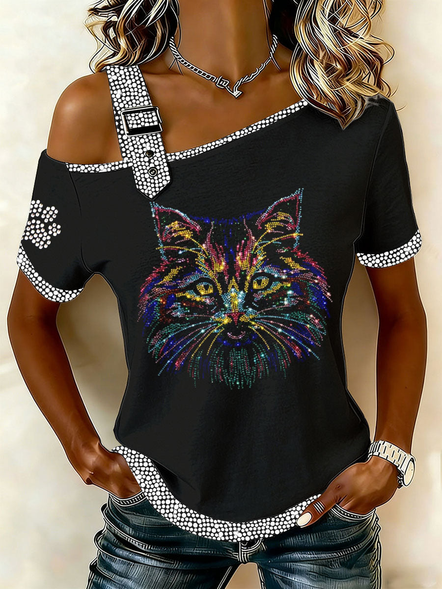 Women's Cat Print Casual T-Shirt