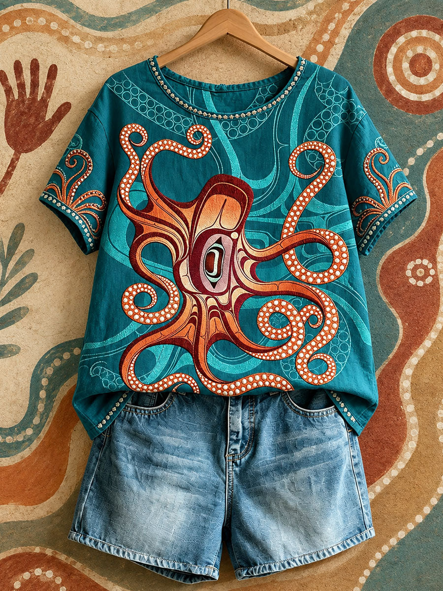 Women's Native Octopus Art Tops
