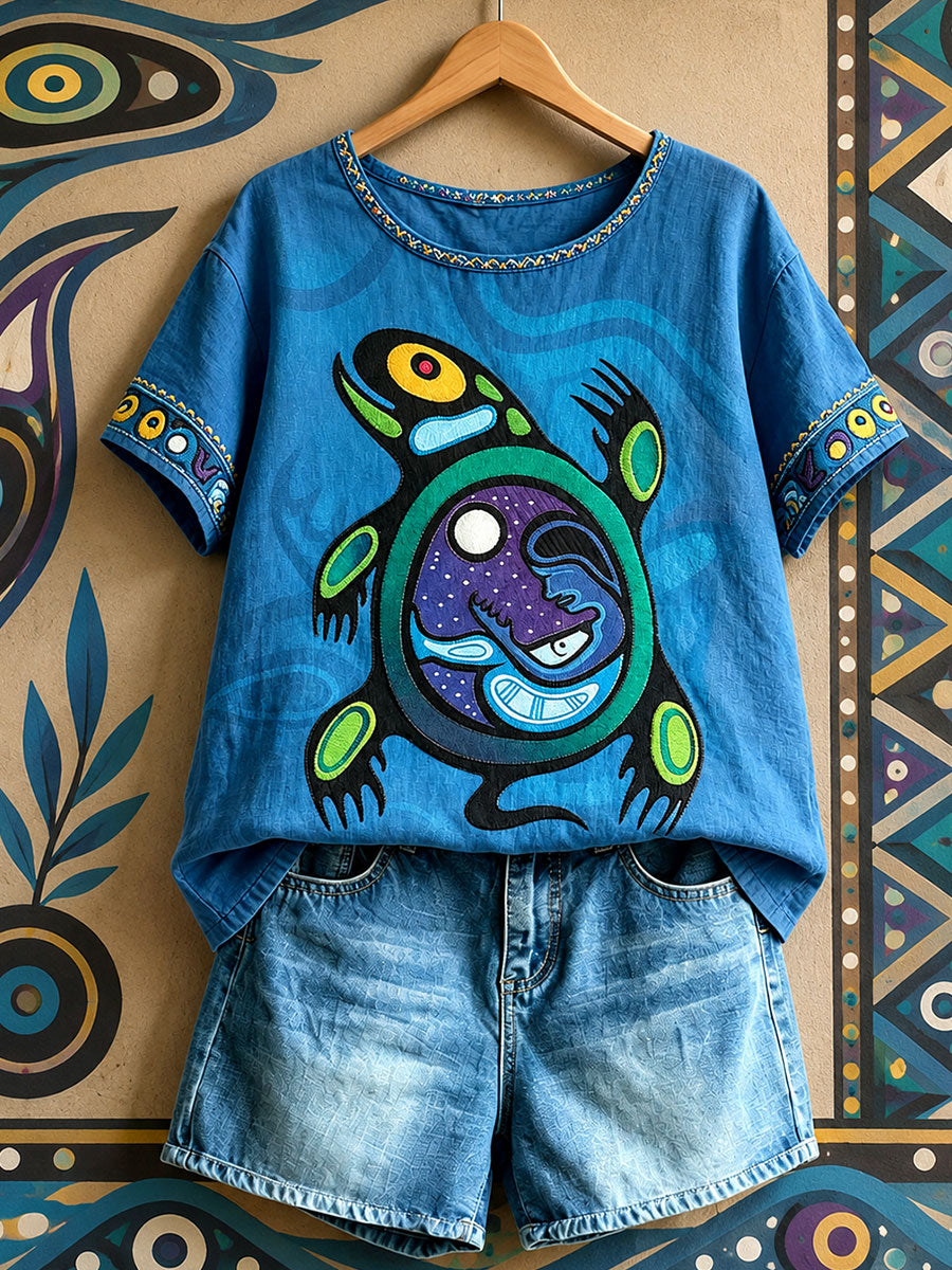 Women's Native Turtleneck Art Print Tops