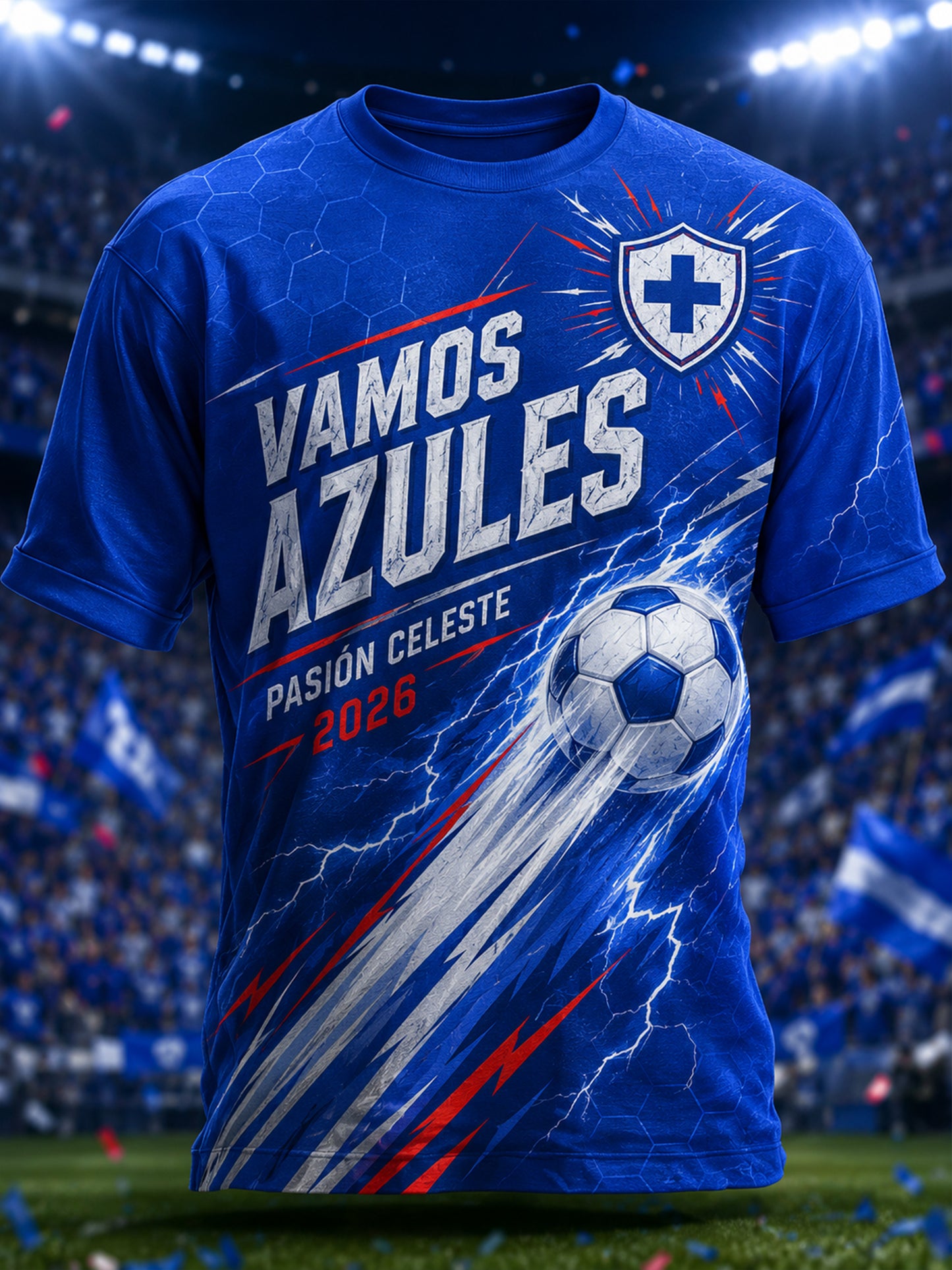 Men's Mexican Cruz Azul Football Fan Culture & Art Graphic T-Shirt