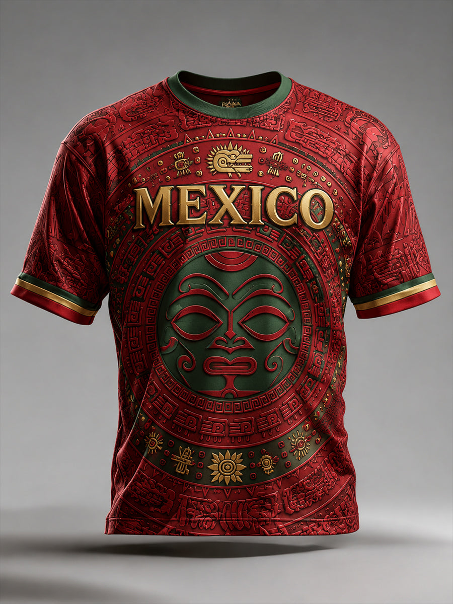 Men's Mexican Football Pizza Cheering Element Art Print T-Shirt