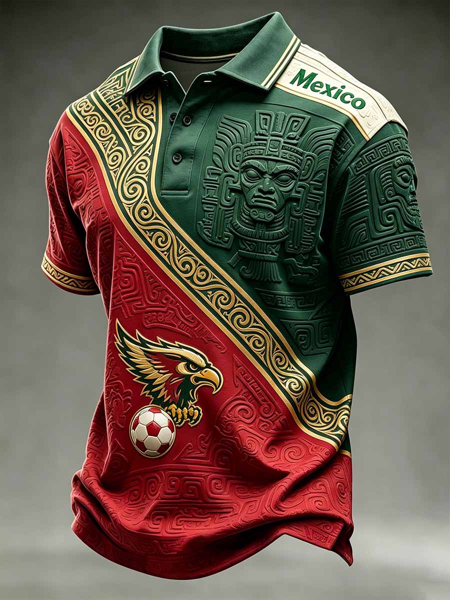 Men's Mexican Football Print Polo Shirt