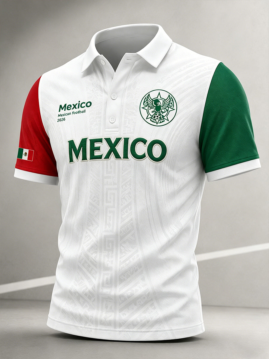Men's Mexican Football Match Cheering Element Art Print Polo Shirt