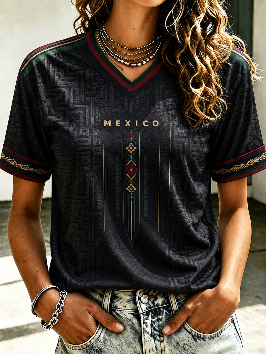 Women's Mexico Football Printed short-sleeved T-shirt