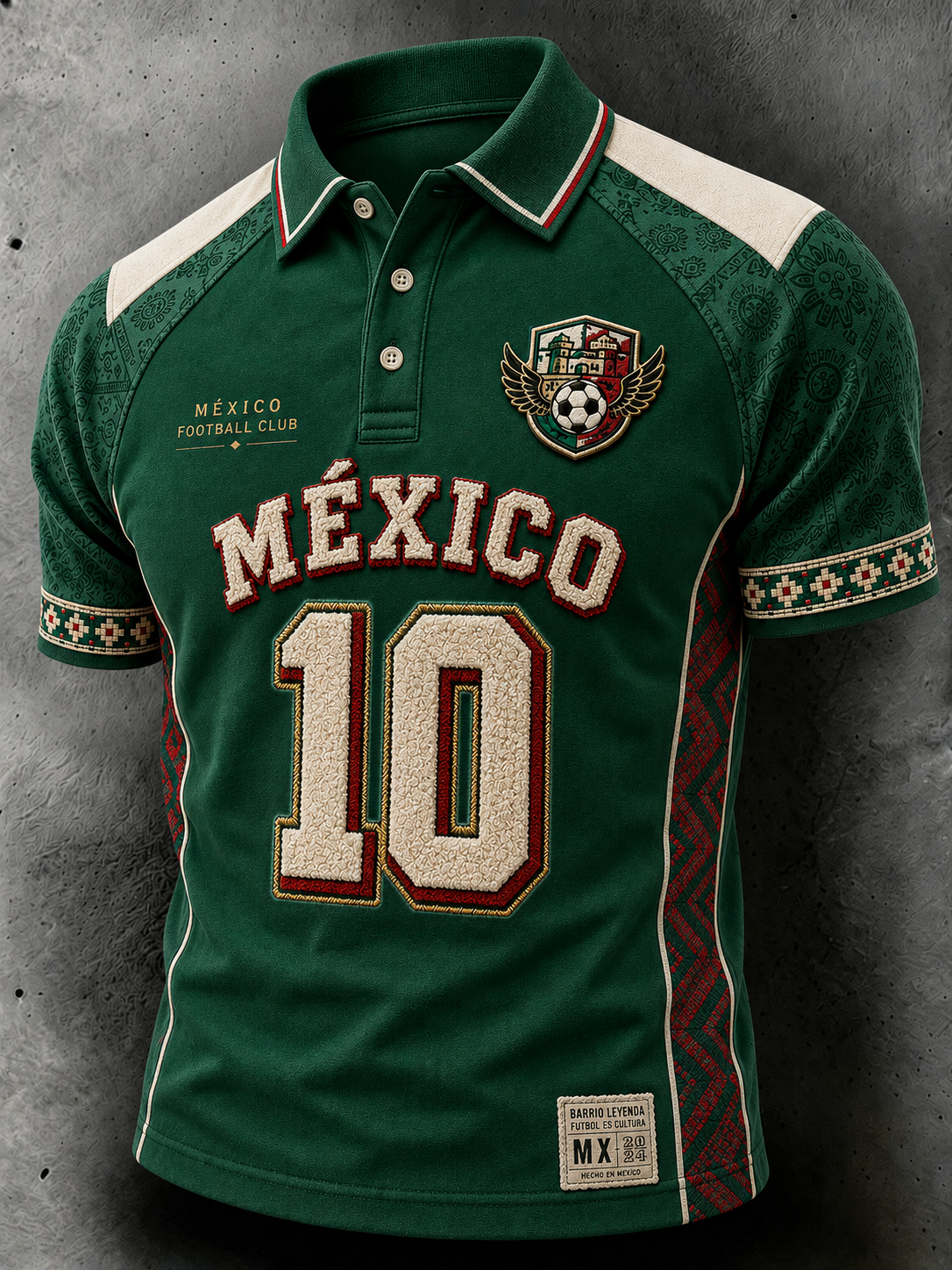 Men's Mexican Football Art Print Polo Shirt