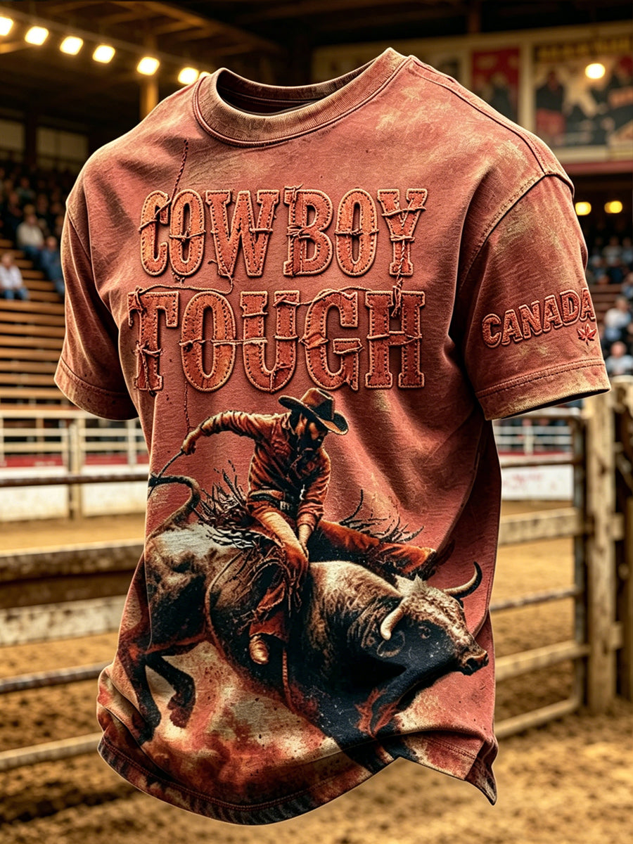 Men's Calgary Stampede Printed Vintage Fashion Loose Short Sleeve T-Shirt