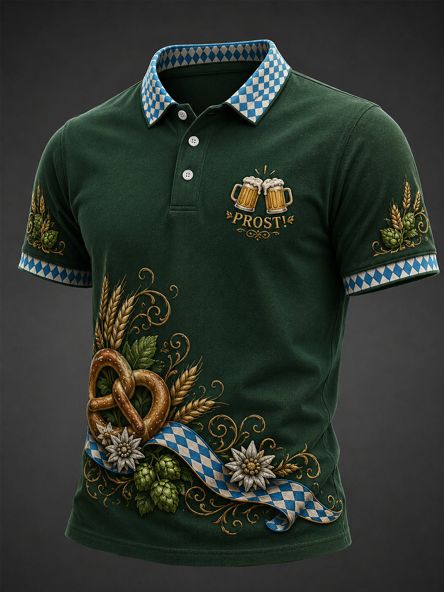 Herren-Oktoberfest Prost! Bedrucktes Freizeit-Poloshirt