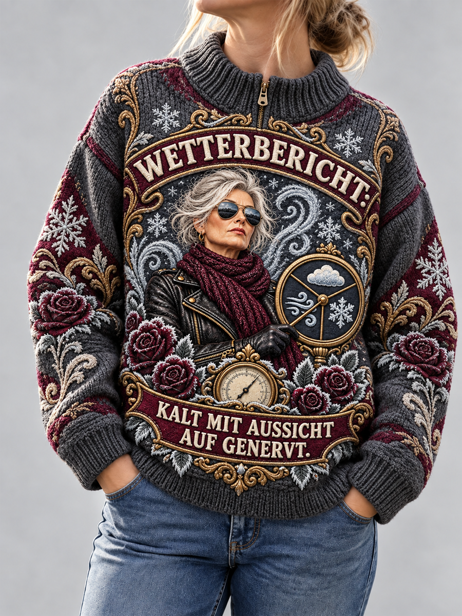 Witziger Slogan-Strickpullover