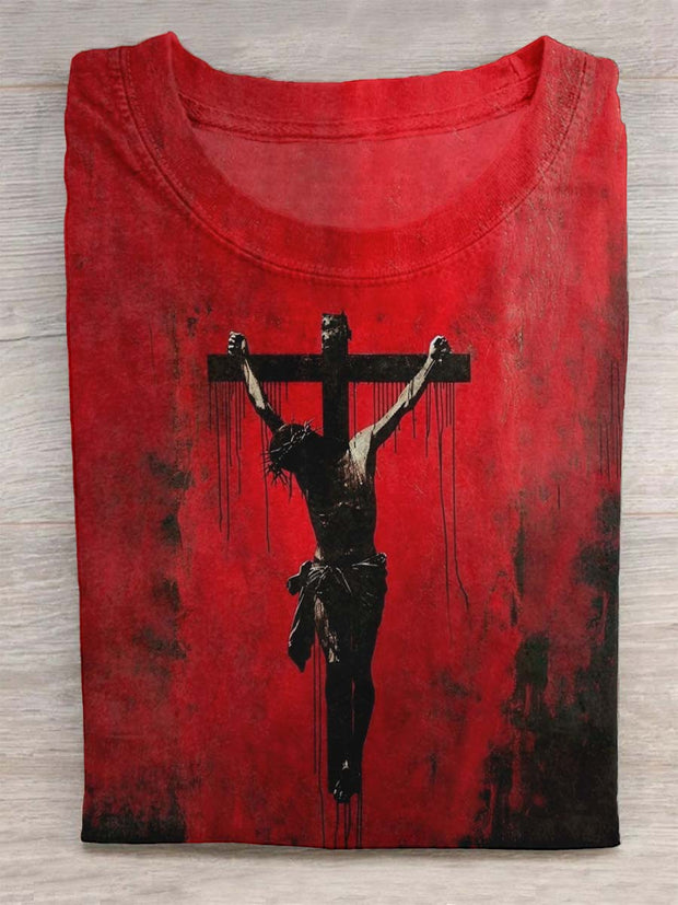 Blood Twilight Jesus Print Design T-shirt