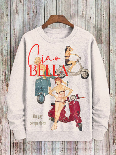 Men's Italy Travel Ciao Bella Print Casual Sweatshirt