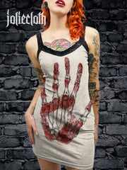 Women's Vintage Gothic Horror Art Illustration Printed Cotton Slim Fit Suspender Dress